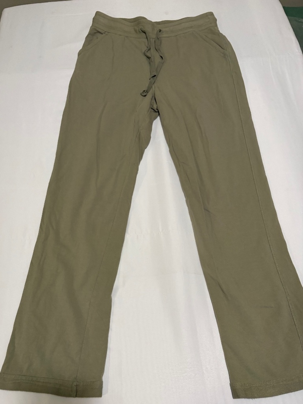 PACT Organic Cotton Drawstring Pants Sage Green Straight Leg Medium